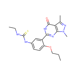 CCCOc1ccc(NC(=S)NCC)cc1-c1nc2c(c(C)nn2C)c(=O)[nH]1 ZINC000013755584