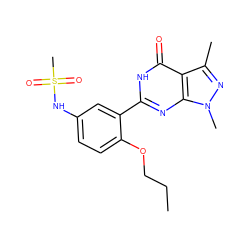 CCCOc1ccc(NS(C)(=O)=O)cc1-c1nc2c(c(C)nn2C)c(=O)[nH]1 ZINC000001541556