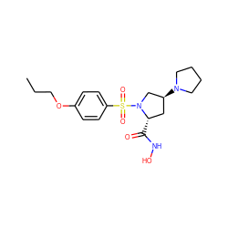 CCCOc1ccc(S(=O)(=O)N2C[C@@H](N3CCCC3)C[C@@H]2C(=O)NO)cc1 ZINC000013835751