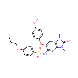 CCCOc1ccc(S(=O)(=O)Nc2cc3c(cc2Oc2ccc(OC)cc2)n(C)c(=O)n3C)cc1 ZINC000064591929