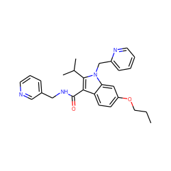 CCCOc1ccc2c(C(=O)NCc3cccnc3)c(C(C)C)n(Cc3ccccn3)c2c1 ZINC000096172233