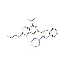 CCCOc1ccc2c(C(C)C)cc(-c3cc4ccccc4nc3N3CCOCC3)cc2n1 ZINC000095553050