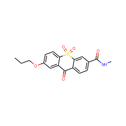 CCCOc1ccc2c(c1)C(=O)c1ccc(C(=O)NC)cc1S2(=O)=O ZINC000013606010