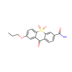 CCCOc1ccc2c(c1)C(=O)c1ccc(C(N)=O)cc1S2(=O)=O ZINC000013606008