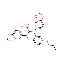 CCCOc1ccc2c(c1)C(c1ccc3c(c1)OCO3)=C(C(=O)O)[C@H](c1ccc3c(c1)OCO3)O2 ZINC000013473409