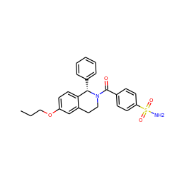 CCCOc1ccc2c(c1)CCN(C(=O)c1ccc(S(N)(=O)=O)cc1)[C@H]2c1ccccc1 ZINC001772573800