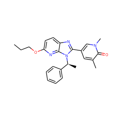 CCCOc1ccc2nc(-c3cc(C)c(=O)n(C)c3)n([C@@H](C)c3ccccc3)c2n1 ZINC001772614915