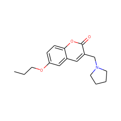 CCCOc1ccc2oc(=O)c(CN3CCCC3)cc2c1 ZINC000103271306