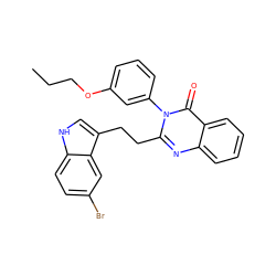 CCCOc1cccc(-n2c(CCc3c[nH]c4ccc(Br)cc34)nc3ccccc3c2=O)c1 ZINC000013821536