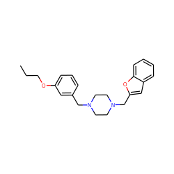 CCCOc1cccc(CN2CCN(Cc3cc4ccccc4o3)CC2)c1 ZINC000058581052