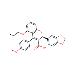 CCCOc1cccc2c1C(c1ccc(OC)cc1)=C(C(=O)O)[C@H](c1ccc3c(c1)OCO3)O2 ZINC000013473373