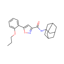 CCCOc1ccccc1-c1cc(C(=O)NC23CC4CC(CC(C4)C2)C3)no1 ZINC000096911092