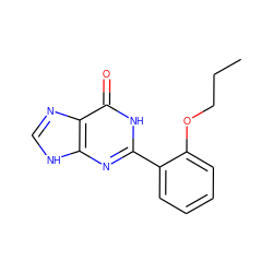 CCCOc1ccccc1-c1nc2[nH]cnc2c(=O)[nH]1 ZINC000013755555