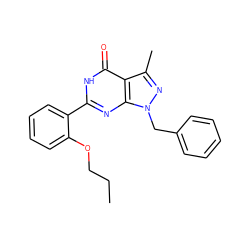 CCCOc1ccccc1-c1nc2c(c(C)nn2Cc2ccccc2)c(=O)[nH]1 ZINC000012360806