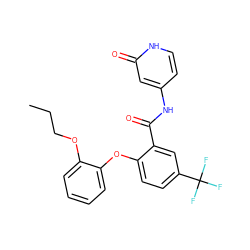 CCCOc1ccccc1Oc1ccc(C(F)(F)F)cc1C(=O)Nc1cc[nH]c(=O)c1 ZINC000143175812