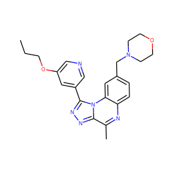 CCCOc1cncc(-c2nnc3c(C)nc4ccc(CN5CCOCC5)cc4n23)c1 ZINC000149348906