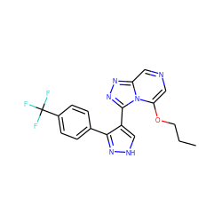 CCCOc1cncc2nnc(-c3c[nH]nc3-c3ccc(C(F)(F)F)cc3)n12 ZINC001772624900