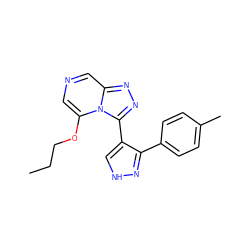 CCCOc1cncc2nnc(-c3c[nH]nc3-c3ccc(C)cc3)n12 ZINC001772620214