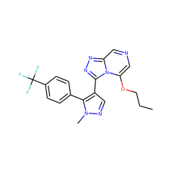 CCCOc1cncc2nnc(-c3cnn(C)c3-c3ccc(C(F)(F)F)cc3)n12 ZINC001772652422