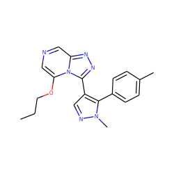 CCCOc1cncc2nnc(-c3cnn(C)c3-c3ccc(C)cc3)n12 ZINC001772602697