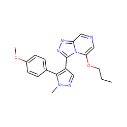 CCCOc1cncc2nnc(-c3cnn(C)c3-c3ccc(OC)cc3)n12 ZINC001772618390