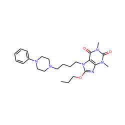 CCCOc1nc2c(c(=O)n(C)c(=O)n2C)n1CCCCN1CCN(c2ccccc2)CC1 ZINC000028652736