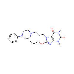 CCCOc1nc2c(c(=O)n(C)c(=O)n2C)n1CCCN1CCN(c2ccccc2)CC1 ZINC000028652682