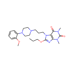 CCCOc1nc2c(c(=O)n(C)c(=O)n2C)n1CCCN1CCN(c2ccccc2OC)CC1 ZINC000028652686