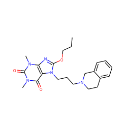 CCCOc1nc2c(c(=O)n(C)c(=O)n2C)n1CCCN1CCc2ccccc2C1 ZINC000028652764