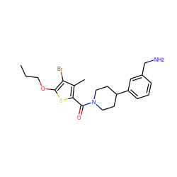 CCCOc1sc(C(=O)N2CCC(c3cccc(CN)c3)CC2)c(C)c1Br ZINC000073277338