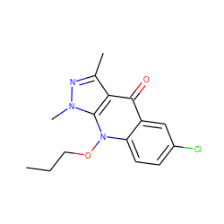 CCCOn1c2ccc(Cl)cc2c(=O)c2c(C)nn(C)c21 ZINC000014959846