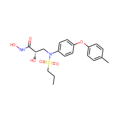 CCCS(=O)(=O)N(C[C@H](O)C(=O)NO)c1ccc(Oc2ccc(C)cc2)cc1 ZINC000029127937