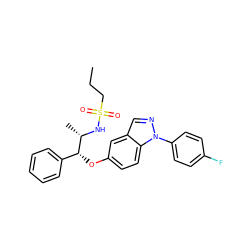 CCCS(=O)(=O)N[C@@H](C)[C@H](Oc1ccc2c(cnn2-c2ccc(F)cc2)c1)c1ccccc1 ZINC000113776162