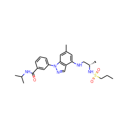 CCCS(=O)(=O)N[C@@H](C)CNc1cc(C)cc2c1cnn2-c1cccc(C(=O)NC(C)C)c1 ZINC000066101397