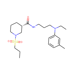 CCCS(=O)(=O)N1CCC[C@H](C(=O)NCCCN(CC)c2cccc(C)c2)C1 ZINC000004057162