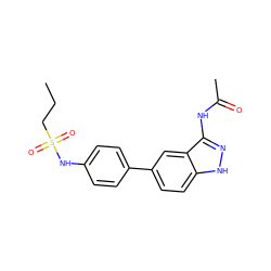 CCCS(=O)(=O)Nc1ccc(-c2ccc3[nH]nc(NC(C)=O)c3c2)cc1 ZINC000063298504