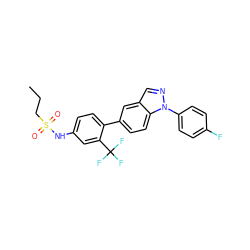 CCCS(=O)(=O)Nc1ccc(-c2ccc3c(cnn3-c3ccc(F)cc3)c2)c(C(F)(F)F)c1 ZINC000049034416