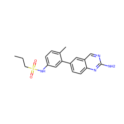 CCCS(=O)(=O)Nc1ccc(C)c(-c2ccc3nc(N)ncc3c2)c1 ZINC000084635172