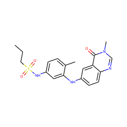 CCCS(=O)(=O)Nc1ccc(C)c(Nc2ccc3ncn(C)c(=O)c3c2)c1 ZINC000169308831