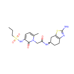 CCCS(=O)(=O)Nc1ccc(C)n(CC(=O)N[C@@H]2CCc3nc(N)sc3C2)c1=O ZINC000026960167