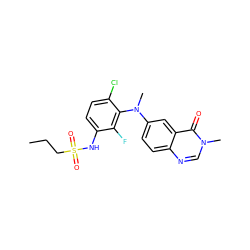 CCCS(=O)(=O)Nc1ccc(Cl)c(N(C)c2ccc3ncn(C)c(=O)c3c2)c1F ZINC000143519068