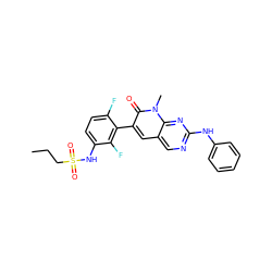 CCCS(=O)(=O)Nc1ccc(F)c(-c2cc3cnc(Nc4ccccc4)nc3n(C)c2=O)c1F ZINC000084616408