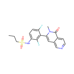 CCCS(=O)(=O)Nc1ccc(F)c(-c2cc3cnccc3c(=O)n2C)c1F ZINC000084602973