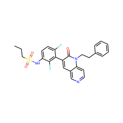 CCCS(=O)(=O)Nc1ccc(F)c(-c2cc3cnccc3n(CCc3ccccc3)c2=O)c1F ZINC000084602975