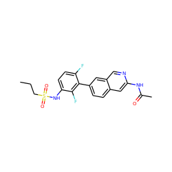 CCCS(=O)(=O)Nc1ccc(F)c(-c2ccc3cc(NC(C)=O)ncc3c2)c1F ZINC000144359341