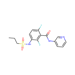 CCCS(=O)(=O)Nc1ccc(F)c(C(=O)Nc2cccnc2)c1F ZINC000073197750