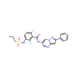 CCCS(=O)(=O)Nc1ccc(F)c(C(=O)Nc2cnc3cc(-c4ccccc4)nn3c2)c1F ZINC000084653408