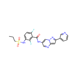 CCCS(=O)(=O)Nc1ccc(F)c(C(=O)Nc2cnc3cc(-c4cccnc4)nn3c2)c1F ZINC000084756865