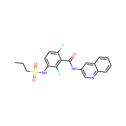 CCCS(=O)(=O)Nc1ccc(F)c(C(=O)Nc2cnc3ccccc3c2)c1F ZINC000084651890