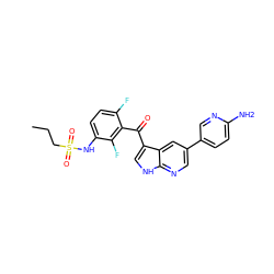 CCCS(=O)(=O)Nc1ccc(F)c(C(=O)c2c[nH]c3ncc(-c4ccc(N)nc4)cc23)c1F ZINC000113502894